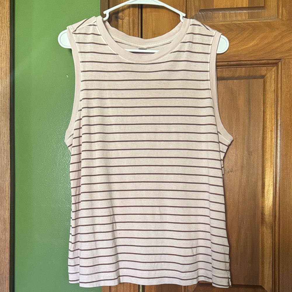 Old Navy Pink and Brown Striped Tank Top